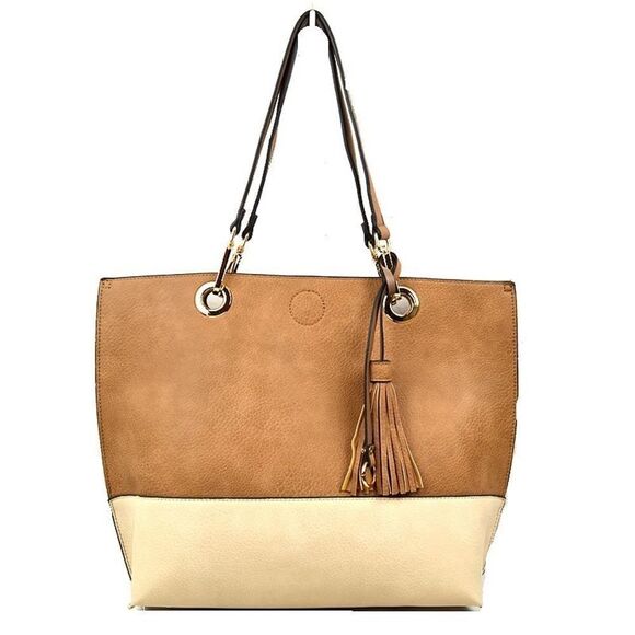 ⭐️Host Pick⭐️2N1 Two-tone Tassel Tote with Pouch - Picture 1 of 5
